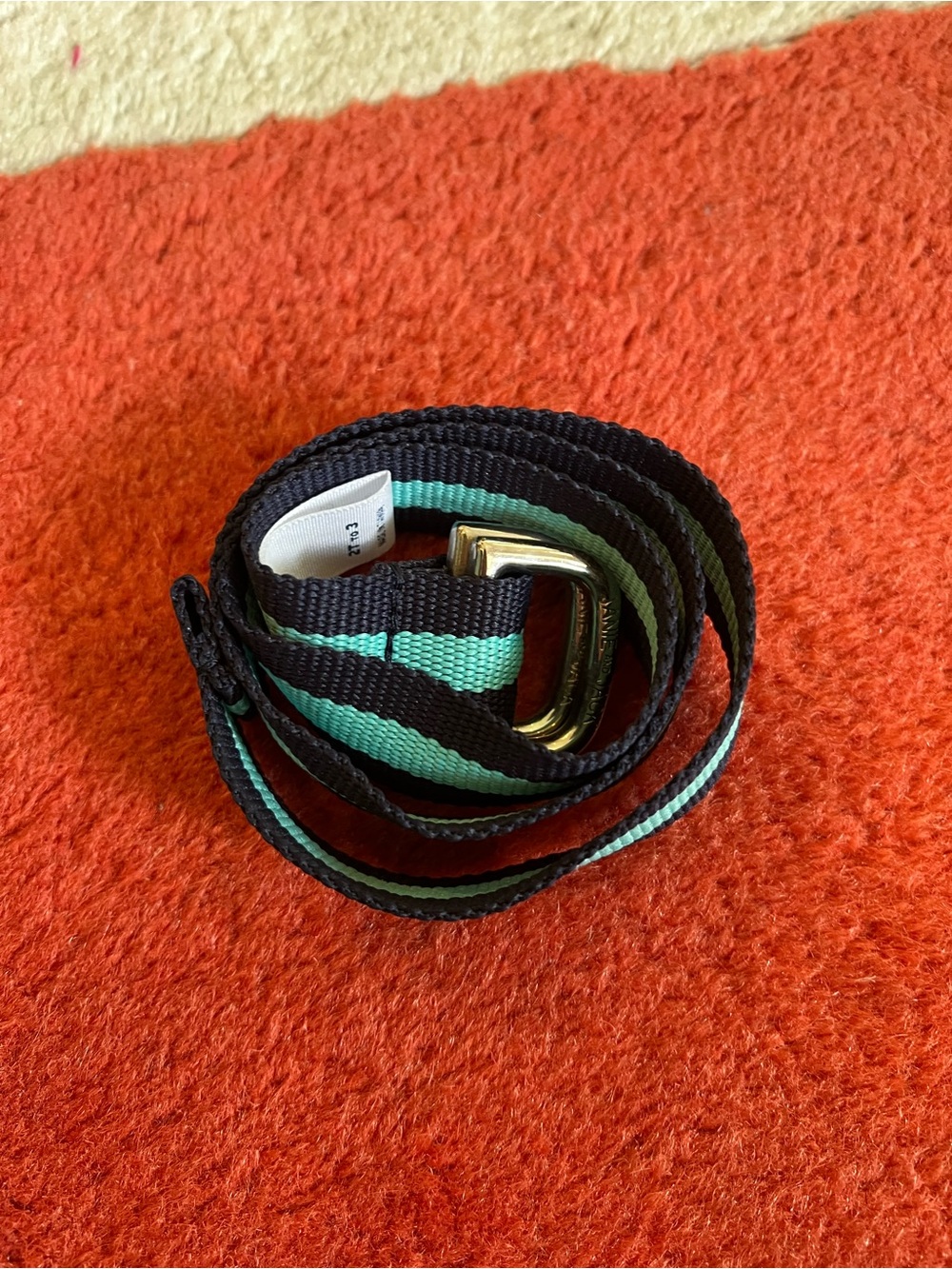 Janie and Jack Black Web Belt with Mint Stripe 2T-3